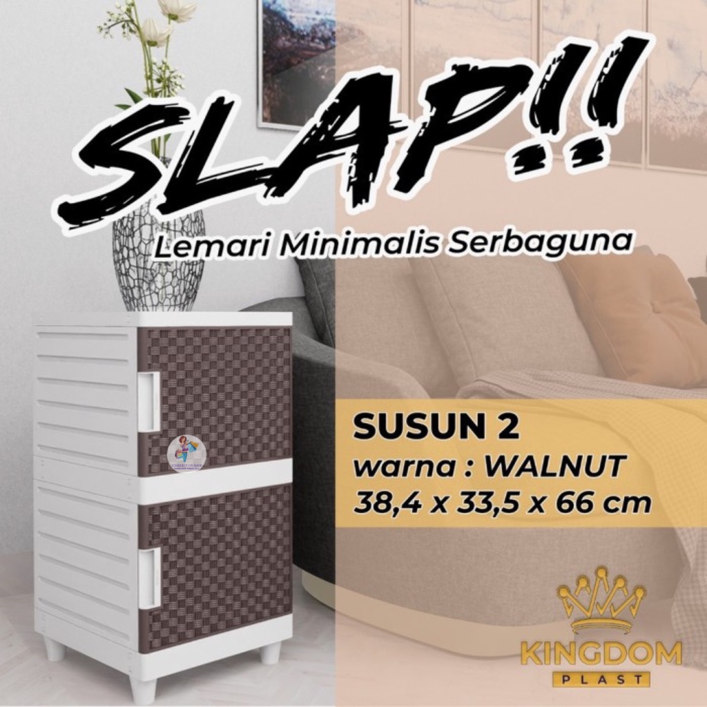 Lemari Plastik Slap Susun Serbaguna Minimalis Walnut Kingdom