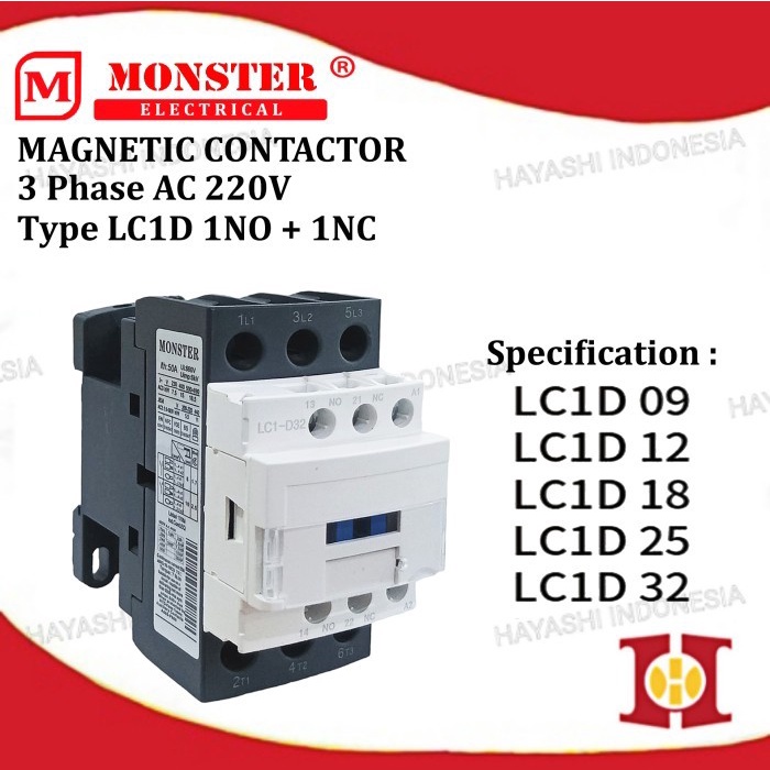 Magnetic Kontaktor Contactor LC1D 09 12 18 25 32 M7 3 Kutub 220V AC