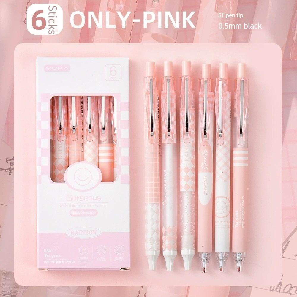 Mxbeauty Cek Press Gel Pen Set Kawaii 0.5mm Sekolah Tinta Hitam Siswa Alat Tulis Anak Bolpoin