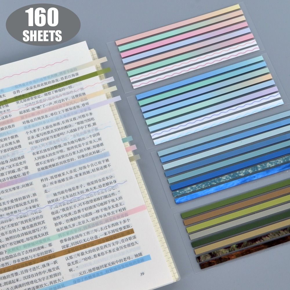 Mxbeauty Stiker Index 160lembar Kreatif Aesthetic Gradasi Transparan Sticky Notes Untuk Perlengkapan Kantor