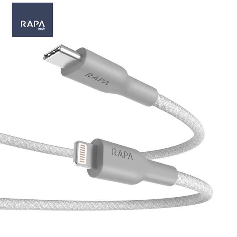 RAPAtech KABEL DATA USB TYPE C TO LIGHTNING NYLON BRAIDED PD FAST CHARGING UP TO 27W FOR iPhone 11 12 13 14 PRO MAX (DC-2024) original bergaransi