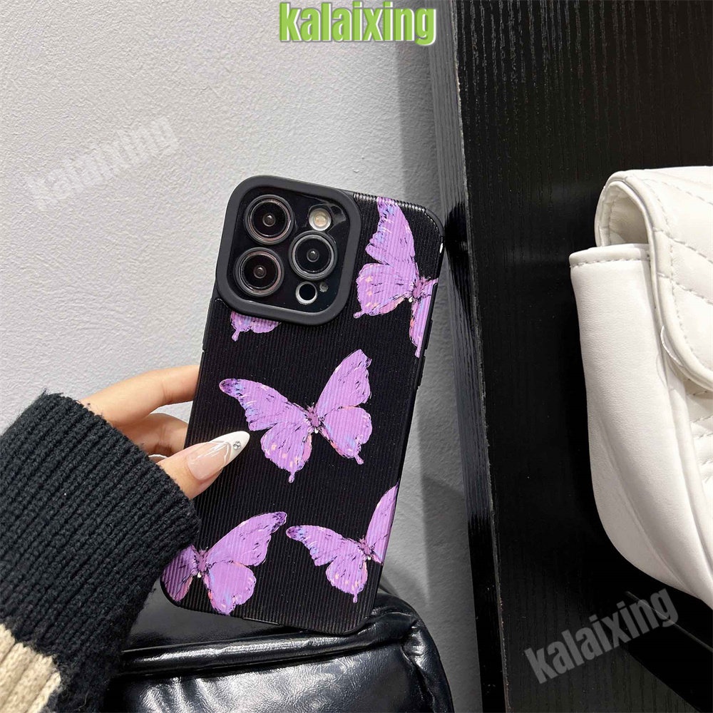 IPHONE Soft Case Kupu-Kupu Hitam Untuk Iphone11 12 13 14 Pro Max14 Plus Xs Max X XR 7 8 Plus Sarung Belakang Lembut