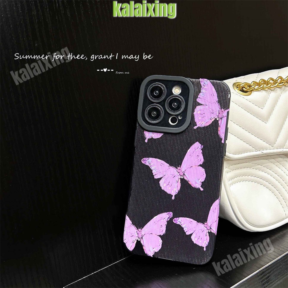 IPHONE Soft Case Kupu-Kupu Hitam Untuk Iphone11 12 13 14 Pro Max14 Plus Xs Max X XR 7 8 Plus Sarung Belakang Lembut