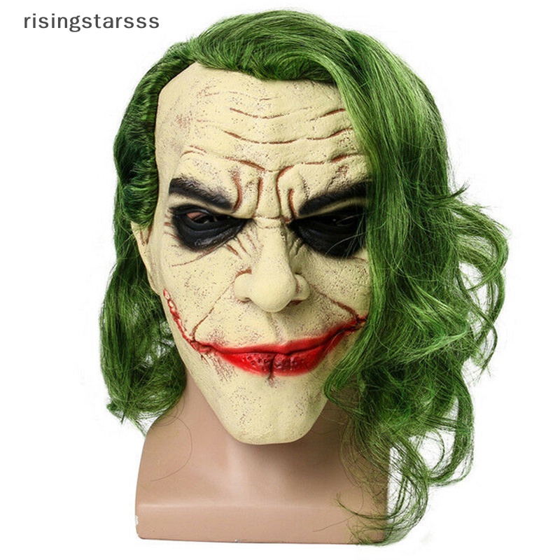 Rsid Span-new Halloween Joker Cosplay Horror Topeng Badut Seram Dengan Jelly Rambut Hijau