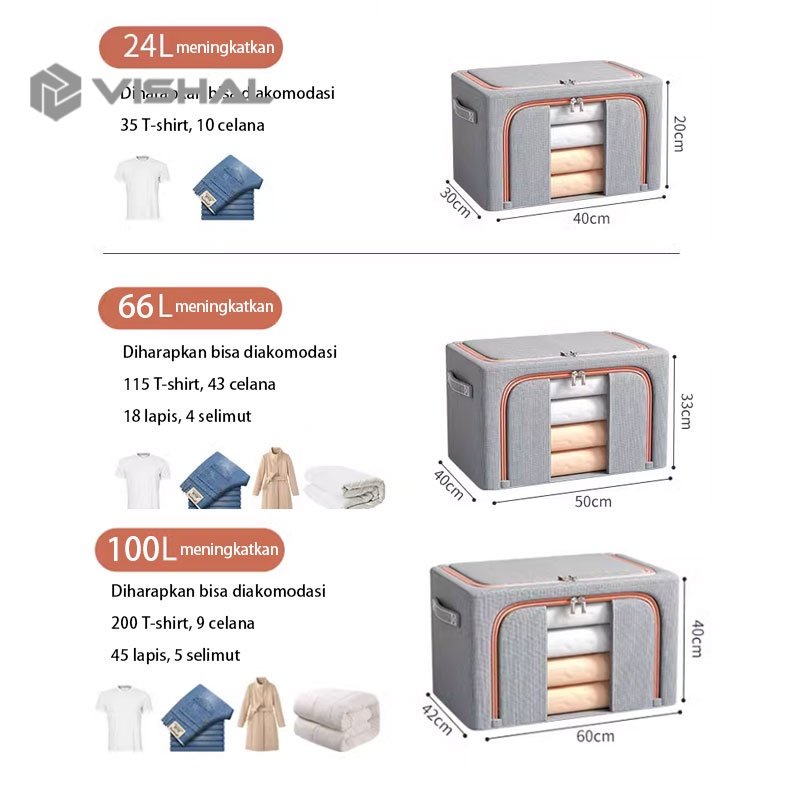 VISHAL Storage Box Tempat Penyimpanan Pakaian / Baju Multifungsi Storage Bag Jumbo multifungsi  VS-139