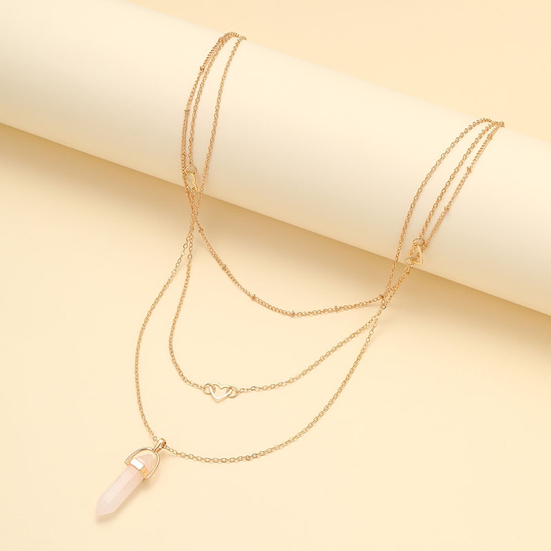 Kalung Geometris Hati Kristal Paduan Fashion Wanita