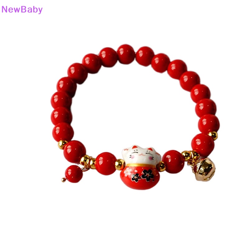 Newbaby Red Beads Ceramic Bracelet Gelang Tangan Anyaman Tali Manik Plutus Cat Stretch ID