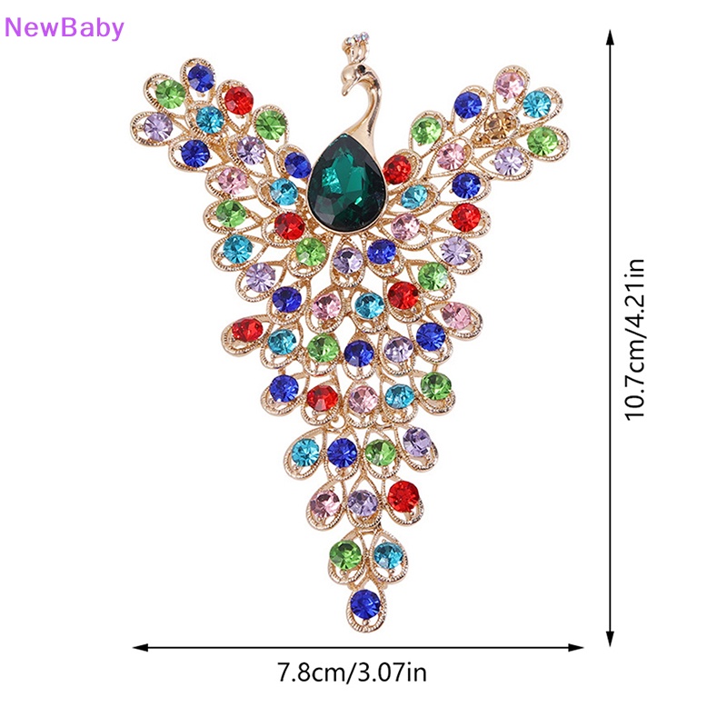 Newbaby Warna-Warni Lucu Berlian Imitasi Burung Merak Bros Pin Indah Perhiasan Pesta Pernikahan Kantor Bros Pin Hadiah ID