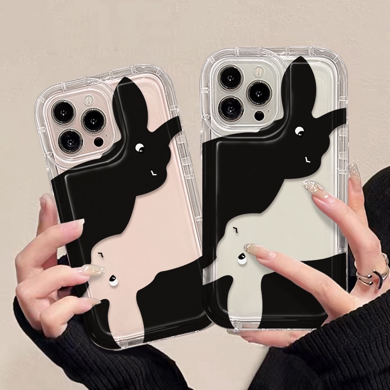 IPHONE Cute Couple Rabbit Soft Phone Case Kompatibel Untuk Iphone14 13 11 12 Pro XS Max X XR 78 Plus Casing TPU Silikon Shockproof Cover