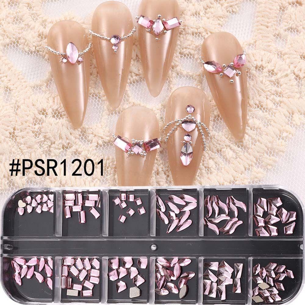 AUGUSTINA Agustina Nail Rhinestones Glitter Irregular Shaped Rhombic Nail Perhiasan Untuk Wanita