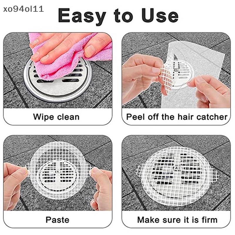 Xo 10PCS Disposable Shower Drains Hair Catcher Mesh Stiker Kamar Mandi Mandi Mandi Shower OL