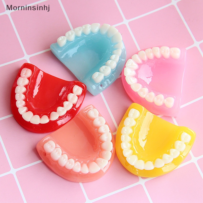 Mornin Halloween Gigi Palsu Berlebihan DIY Ch Simulasi Gigi Resin Liontin Untuk Kalung Gantungan Kunci Handmade Perhiasan Aksesoris id