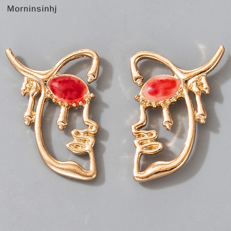 Mornin Punk Wajah Manusia Drop Anting-Anting Untuk Wanita Retro Abstrak Berongga Keluar Pernyataan Mode Hiperbole Menjuntai Anting-Anting Perhiasan Hadiah id