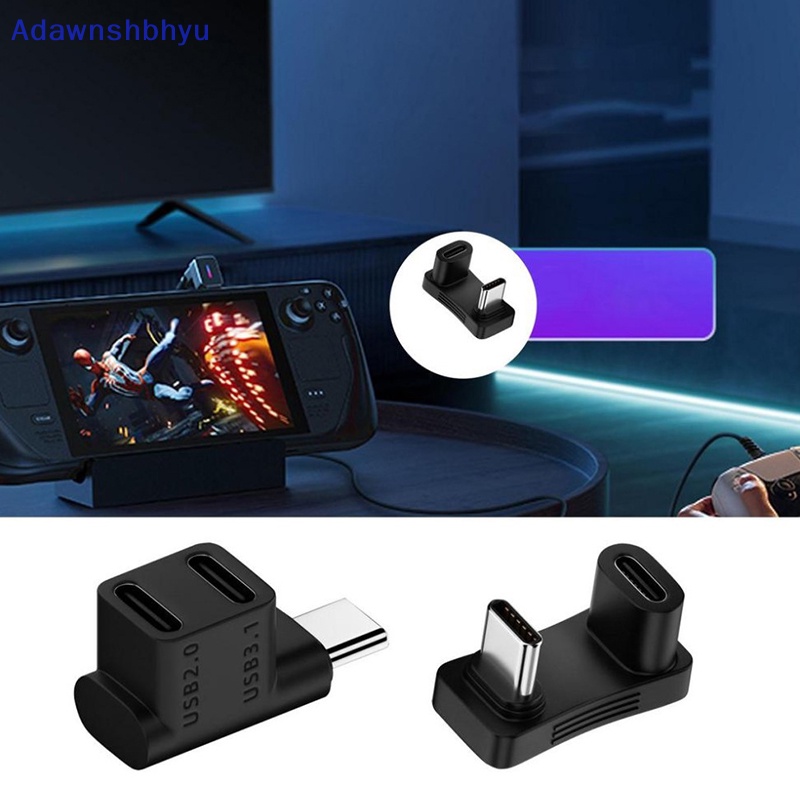 Adhyu Cocok Untuk Steam Deck 2-in-1 Ekstensi Konektor Sudut Kanan Tipe-C USB C Adaptor Male to Female Konsol Game Aksesoris ID