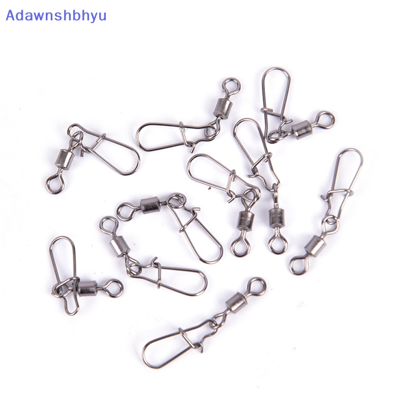 Adhyu 10Pcs Rolling Barrel Putar Dengan Snap Fishhook Lure Connector Fishing Tackle ID