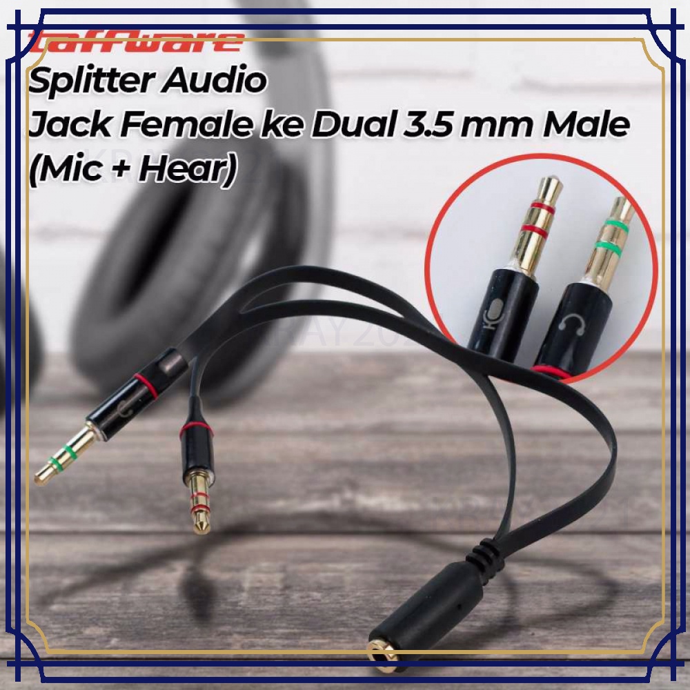 Splitter Audio Jack Female ke Dual 3.5mm Male (Mic+Hear) -CB768