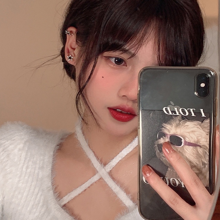 Ifyou Anting Bintang Kristal Fashion Perak Stud Earring Untuk Wanita Aksesoris Perhiasan