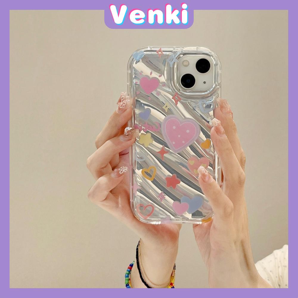 Venki - Untuk Iphone11 iPhone Case Laser Reflektif Bening Casing Ponsel TPU Lembut Shockproof Airbag Phone Case Hati Lucu Kompatibel Dengan Iphone14 13 Pro Max 12 Pro Max XR XS 7 8Plus