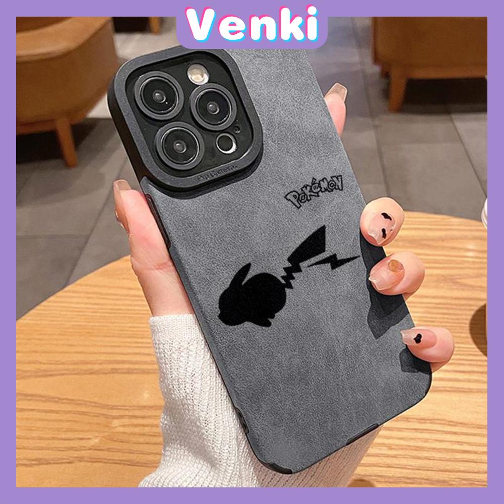 VENKI - Untuk iPhone 11 Case Kulit Anak Sekolah Suede Case Lembut Tahan Guncangan Ponsel Case Kamera Hitam Sederhana Elf Lucu Kompatibel dengan iPhone 14 13 Pro max 12 Pro max xr xs 7Plus 8Plus