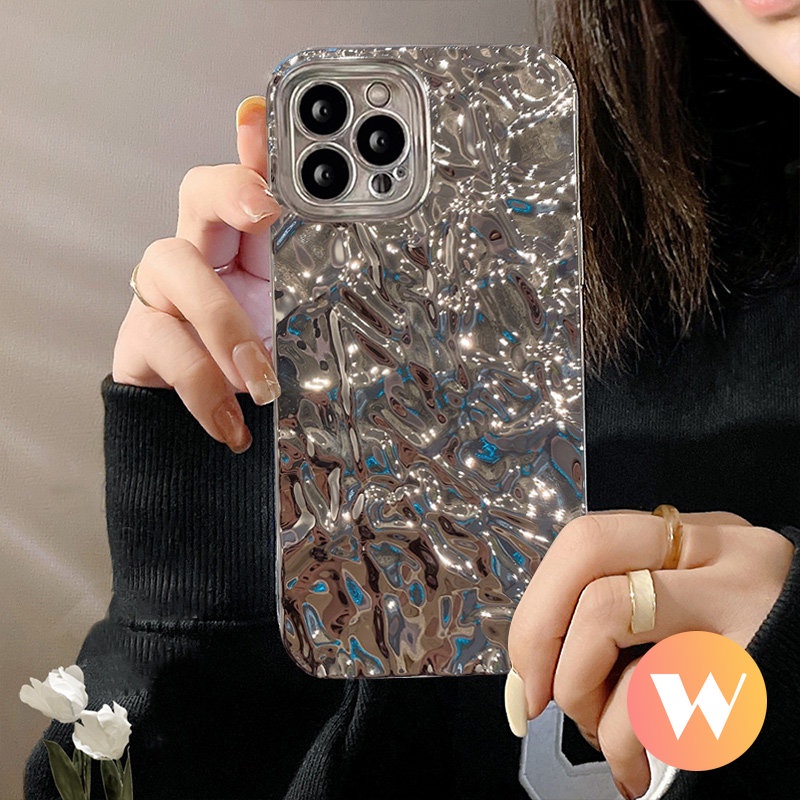 Casing Plating Electroplate Mewah Untuk Redmi 9C A2+ 9T A1+ 12C 9A 10A A1 A2 10 9 Redmi Note 11s 9 10s 9s 10 11 811 Pro POCO X3 NFC Pro Ins Penutup Belakang Batu Kerut Silver Canggih