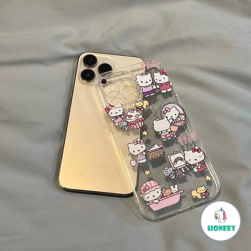 Casing Ponsel Kompatibel Untuk iPhone 14 Pro Max Bening Hello Kitty Back Cover Iphone11 12 13 Pro Max XR XS 8 7plus Soft TPU Casing Pelindung