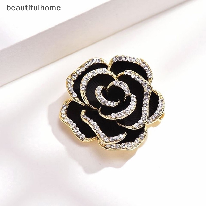 {beautifulhome} 1pc Bros Bunga Camelia Berlian Imitasi Untuk Wanita Enamel Pin Fashion Perhiasan.