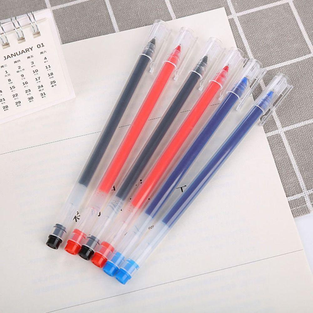 Populer 10PCS Gel Pen Alat Tulis Hadiah Siswa Ujung Jarum Hitam/Biru/Merah Tinta 0.5mm Pena Netral Sederhana Untuk Kantor Sekolah