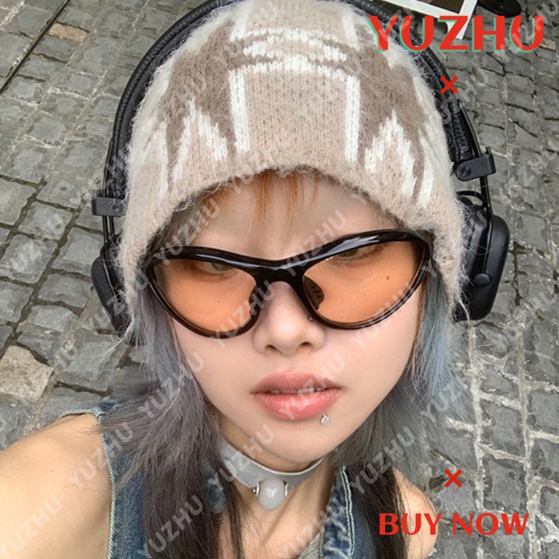 (YUZHU) Y2k Kacamata Hitam Olahraga Luar Ruangan Sederhana Untuk Wanita Sweet Cool Technology Personality Sunglasses