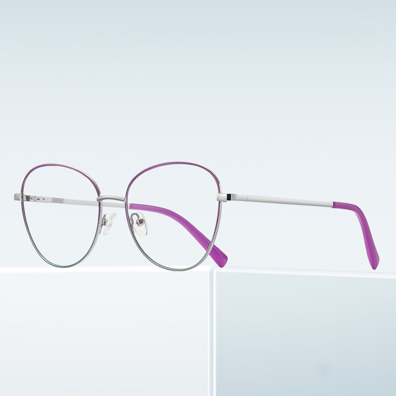 (YUZHU) Kacamata Metal Dua Warna Original Colorful Anti Blue Light Optical Eyeglasses Untuk Wanita