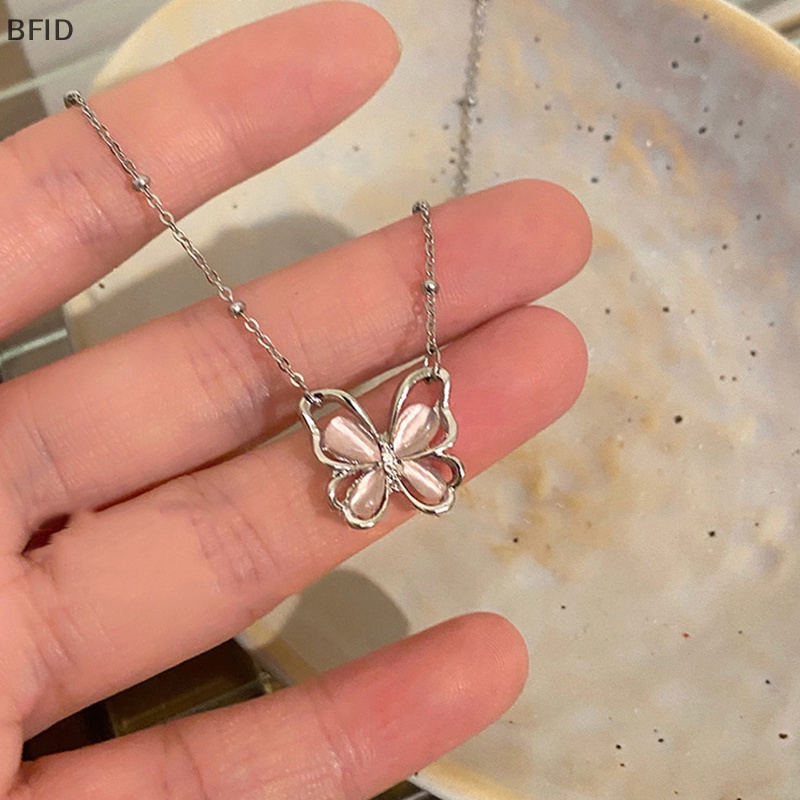 [BFID] Shiny Butterfly Necklace Indah Warna Silver Kristal Berlian Imitasi Liontin Rantai Kalung Untuk Wanita Pesta Pernikahan Perhiasan Hadiah [ID]