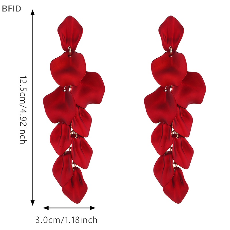 [BFID] 1pasang Fashion Kelopak Bunga Akrilik Gaya Korea Anting Menjuntai Panjang Trendi Pejantan Telinga Cahaya Untuk Wanita Perhiasan Liontin Manis [ID]