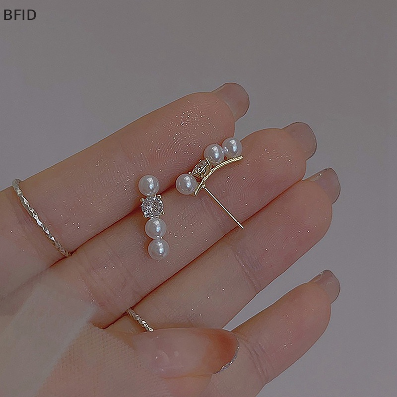 [BFID] 1pasang Anting Tusuk Mutiara Zirkon Ringan Telinga Vintage Untuk Wanita Gaya Korea Fashion Ear Stud Pesta Perhiasan Natal [ID]