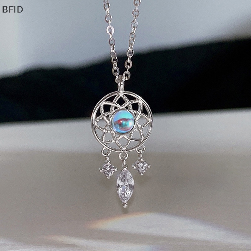 [BFID] Fashion Kristal Rumbai Moonstone Dream Catcher Charm Kalung Untuk Wanita Kreatif Liontin Elegan Pesta Kalung Perhiasan Hadiah [ID]