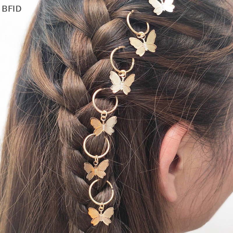 [BFID] 6pcs Jepit Rambut Liontin Bintang Kupu-Kupu Untuk Wanita Trendy Cincin Logam Hiasan Kepala [ID]