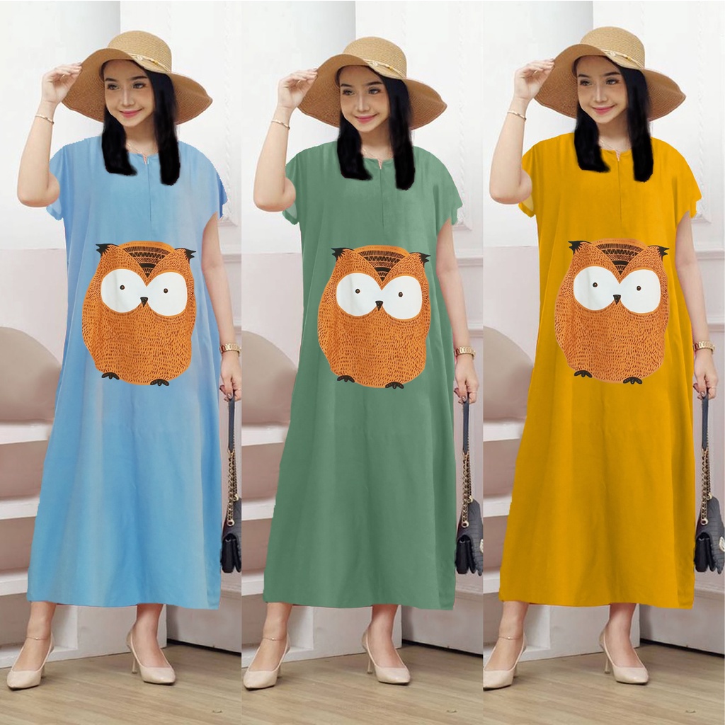 Dress Daster Owl Bahan Rayon Halus LD120 Busui Friendly - Morris Store