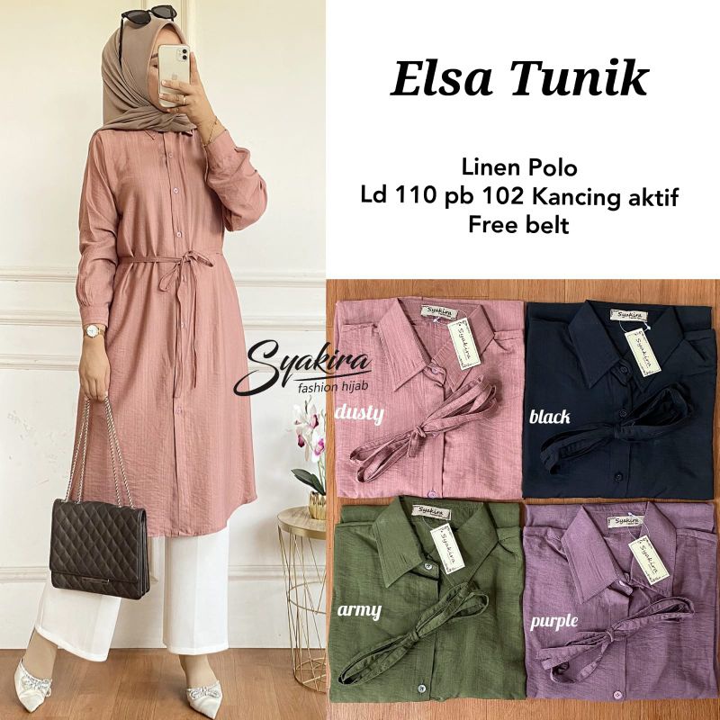 ELSA TUNIK free belt ORI SYAKIRA | Ld11p Linen Polo