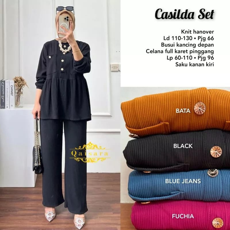 Kasilda Set Kint Hanover Setcel Atasan dan Celana Kulot 002 setelan atasan kulot wanita remaja terbaru kekinian ootd hits korean style