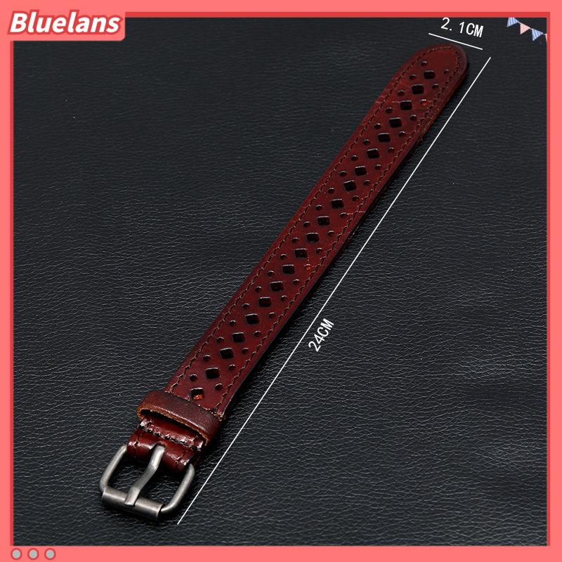 [BLS] Gelang Kulit Sapi Retro Berongga Pria Lebar Gelang Kulit Kepribadian Bersepeda Perhiasan