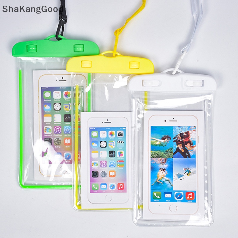 Skid Universal Ponsel Transparan Tahan Air Tas Tiga Lapis Disegel Drifg Pantai Memancing Bawah Air 30 M Renang Dry Bag SKK
