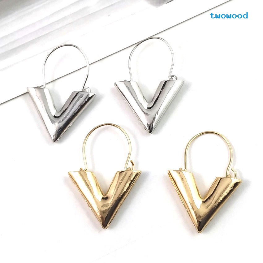 Twowood earrings Logam Sederhana Huruf V shape earrings earrings earpins Anting fashion Anting V Kecil Anting