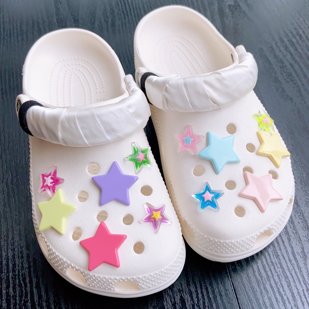 12pcs Macaron Cream Bintang Croc Jibz Charm Kancing Aksesoris Sepatu Fashion# Seri Bintang