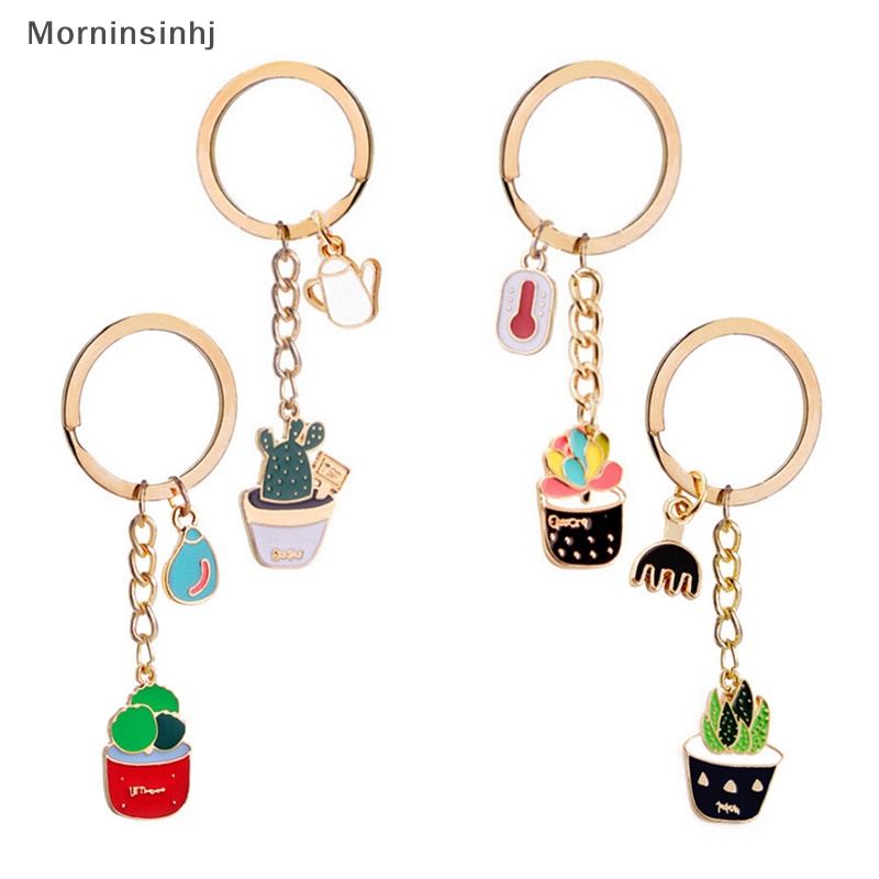 Mornin Enamel Motif Kaktus Key Ring Dompet Gantungan Kunci Liontin Aksesoris id