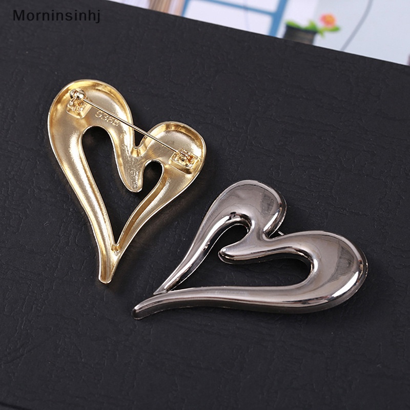 Mornin Jantung Bros Logam Desain Sederhana Hati Cinta Wanita Unisex Brooch Pin Hadiah id