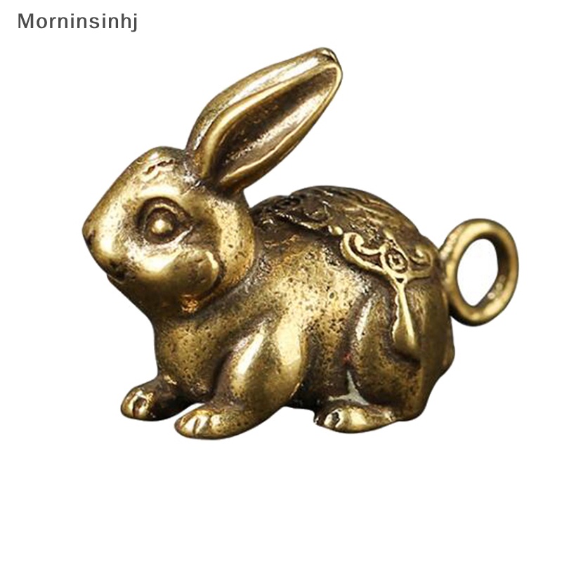 Mornin Patung Miniatur Hewan Kelinci Zodiak Tembaga Murni Desktop Ornamen Liontin id