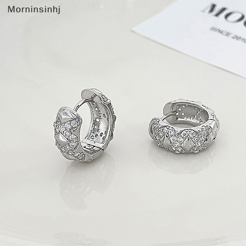 Mornin 1pasang Anting Hoop Tidak Teratur Anting Zirkon Berkilau Perhiasan Sederhana Ringan Untuk Wanita Fashion Earring id