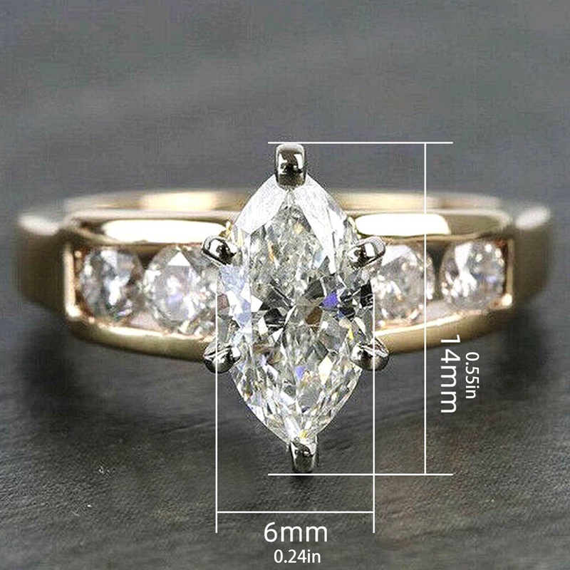 Cincin Kawin Marquise Cubic Zirconia Warna Emas Perhiasan Cinta Abadi Untuk Wanita New Arrival Fashion Jari Aksesoris