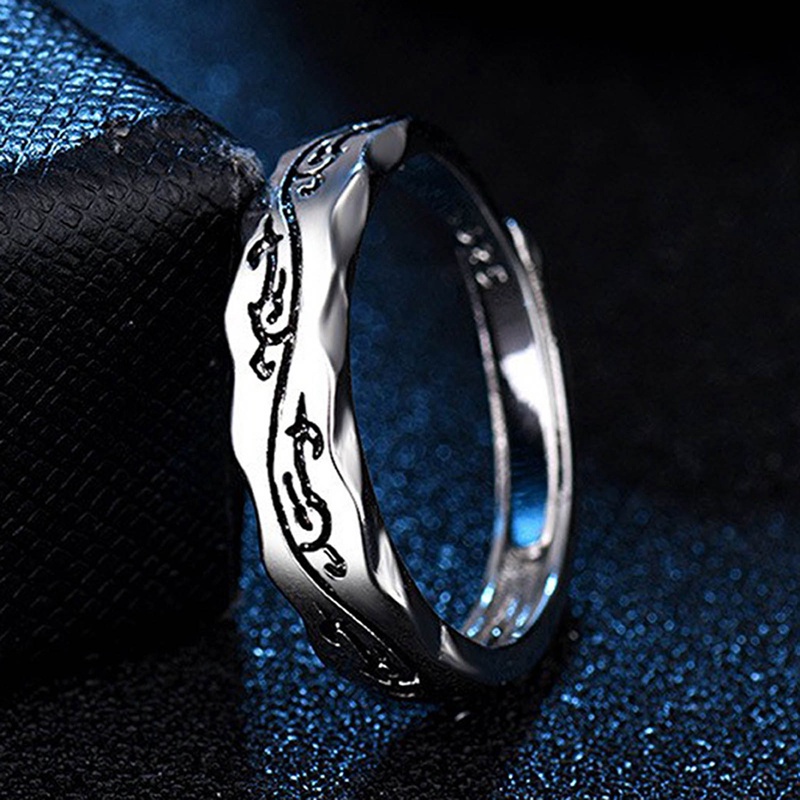 Retro Pola Naga Cina Pembukaan Cincin Pria Tunggal Mendominasi Cincin Ekor Punk Rock Cincin Gothic Perhiasan Adjustable Ring