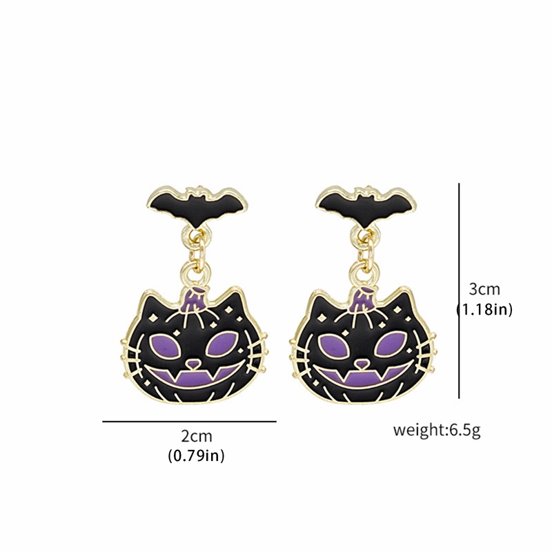 Kepribadian Anting Kait Tengkorak Gaya Hitam Gelap Untuk Wanita Retro Punk Gaya Bat Earring Perhiasan Hadiah