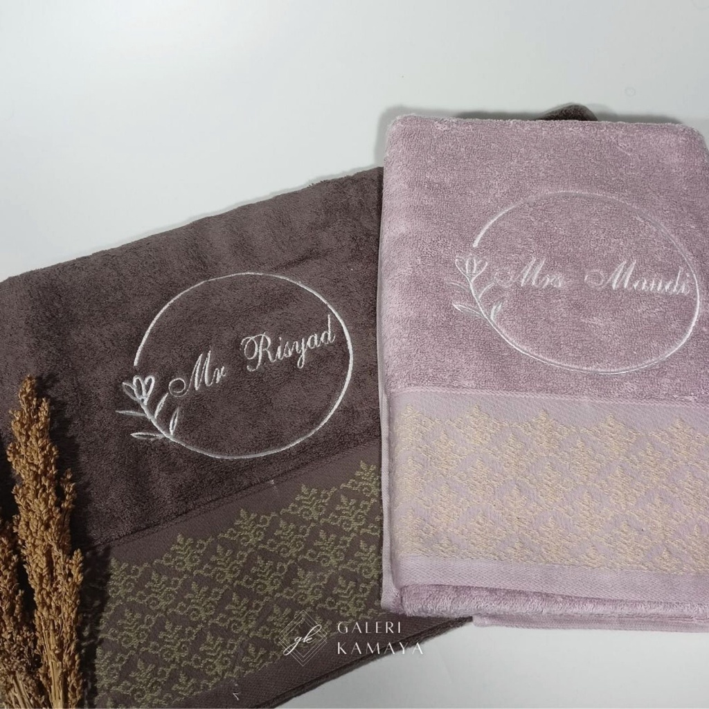 Bordir Bordir Handuk Custom Nama Satuan dan Couplebisa pesan satuan