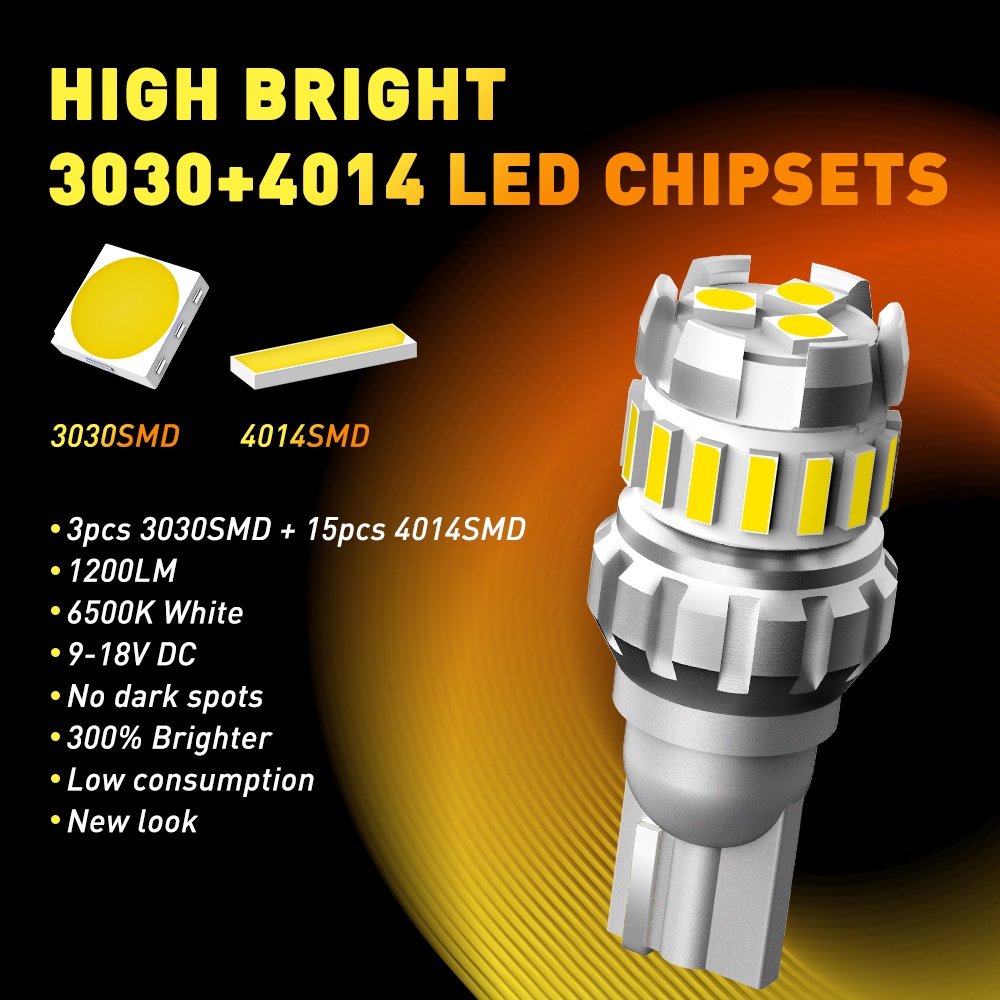 2pcs T15 LED Canbus W16W Lampu Mundur Back Up Lampu912 921lampu LED Bulb Error Free 12V 6500K 1200LM 5W Daya Tinggi